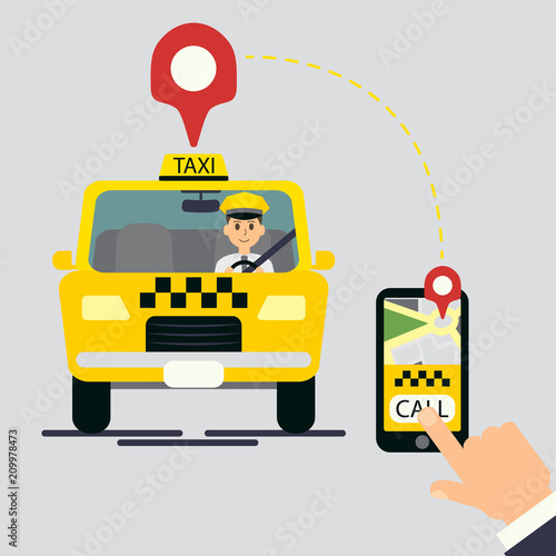 Yellow cab. Hand