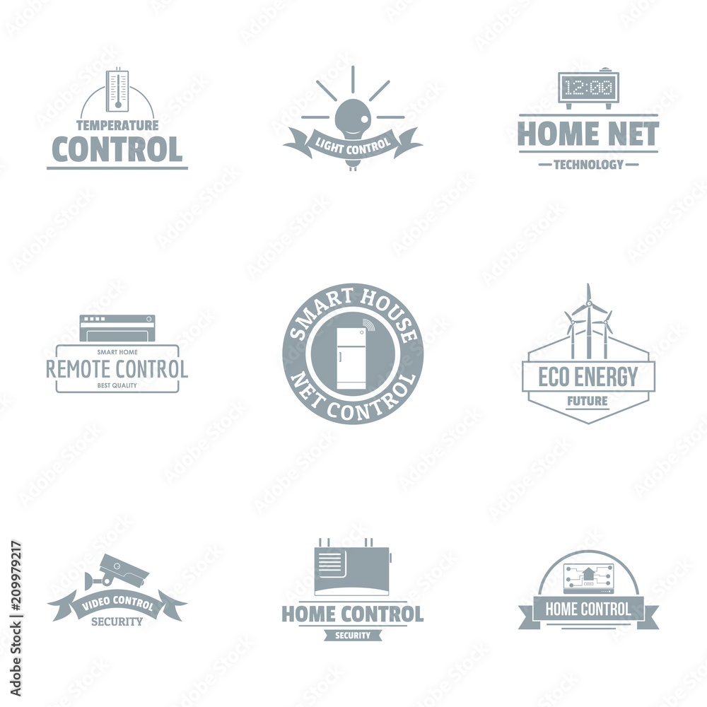 Home control logo set. Simple set of 9 home control vector logo for web isolated on white background