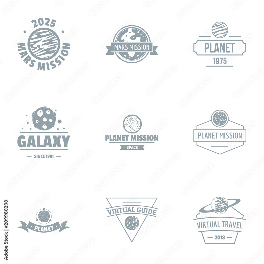 Galactic logo set. Simple set of 9 galactic vector logo for web isolated on white background