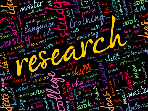 Research word cloud collage, education concept background