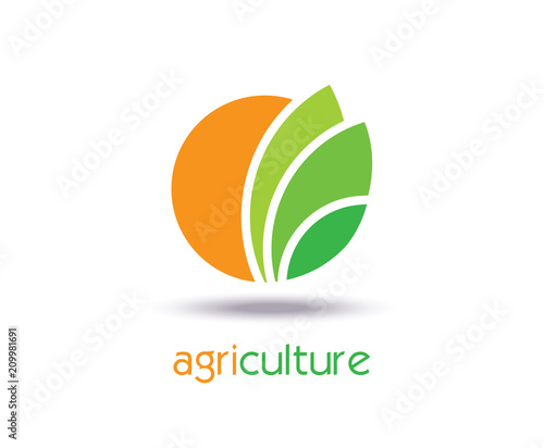 Agriculture Logo Template Design. Icon, Sign or Symbol. farm, nature, ecology. Vector flat design