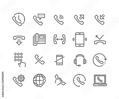Editable simple line stroke vector icon set,Global Calls, disconnect, Online Support, Mobile Phone and more.48x48 Pixel Perfect.