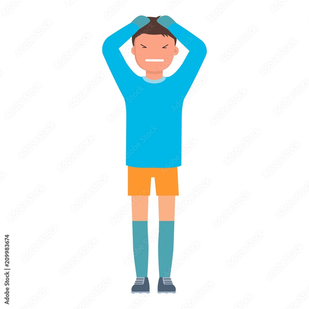 Sad goalkeeper icon. Flat illustration of sad goalkeeper vector icon for web design Sad goalkeeper icon. Flat illustration of sad goalkeeper vector icon for web design