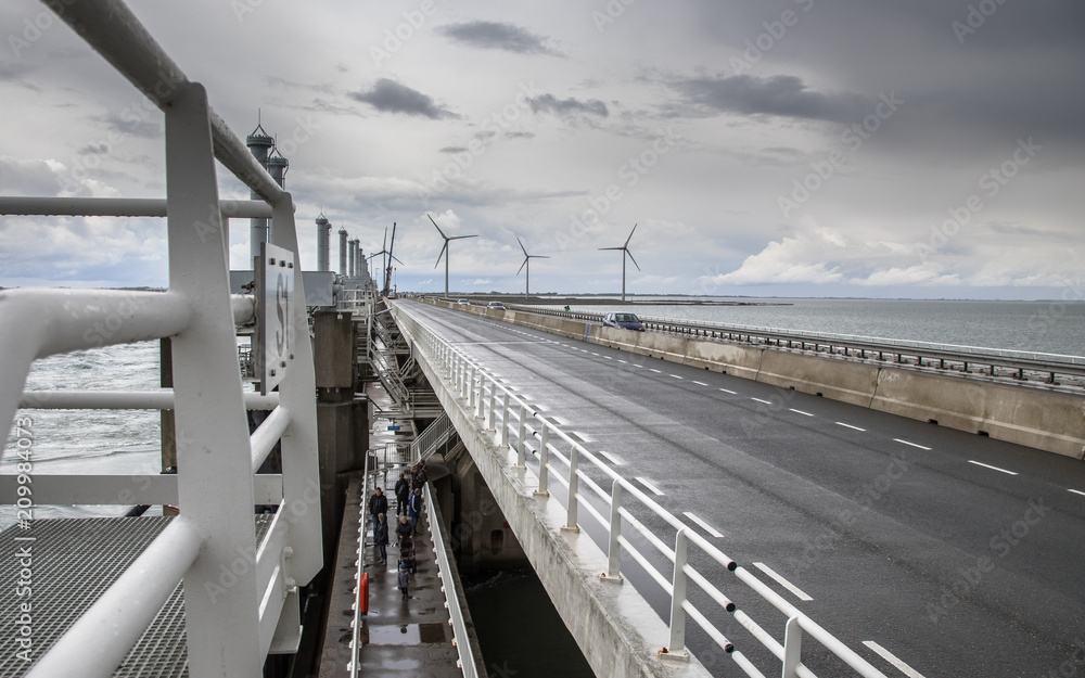 Motorway on Dutch storm protection Delta works