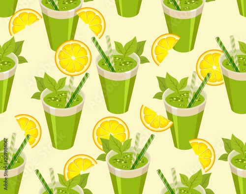green cocktail seamless pattern