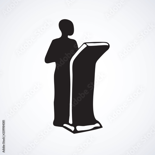 Man at ATM. Vector symbol