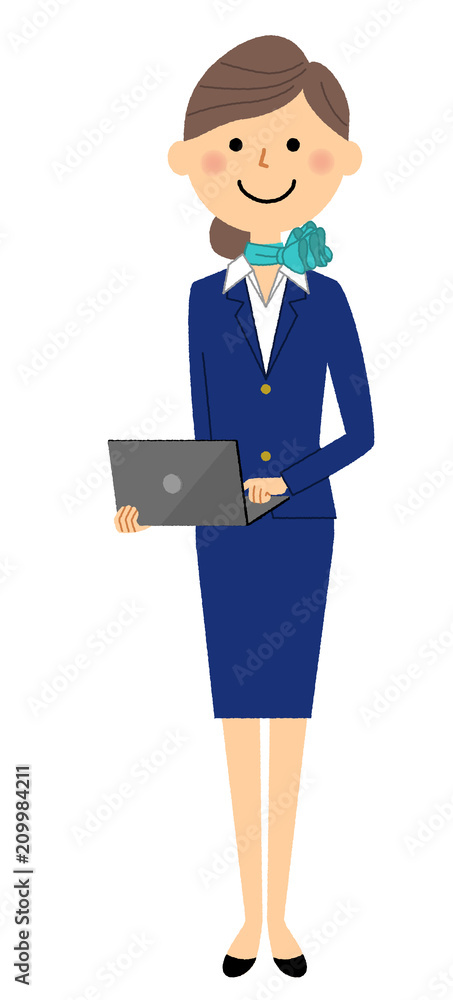 Fototapeta premium 制服の女性 ノートPC