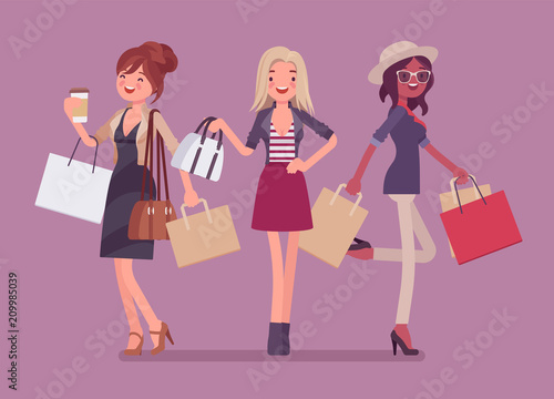 Happy women after shopping