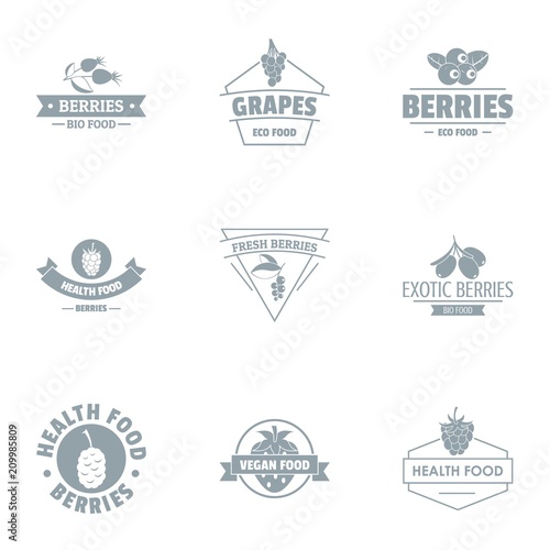 Grapes logo set. Simple set of 9 grapes vector logo for web isolated on white background