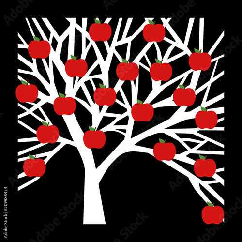 Tree apple icon on black background