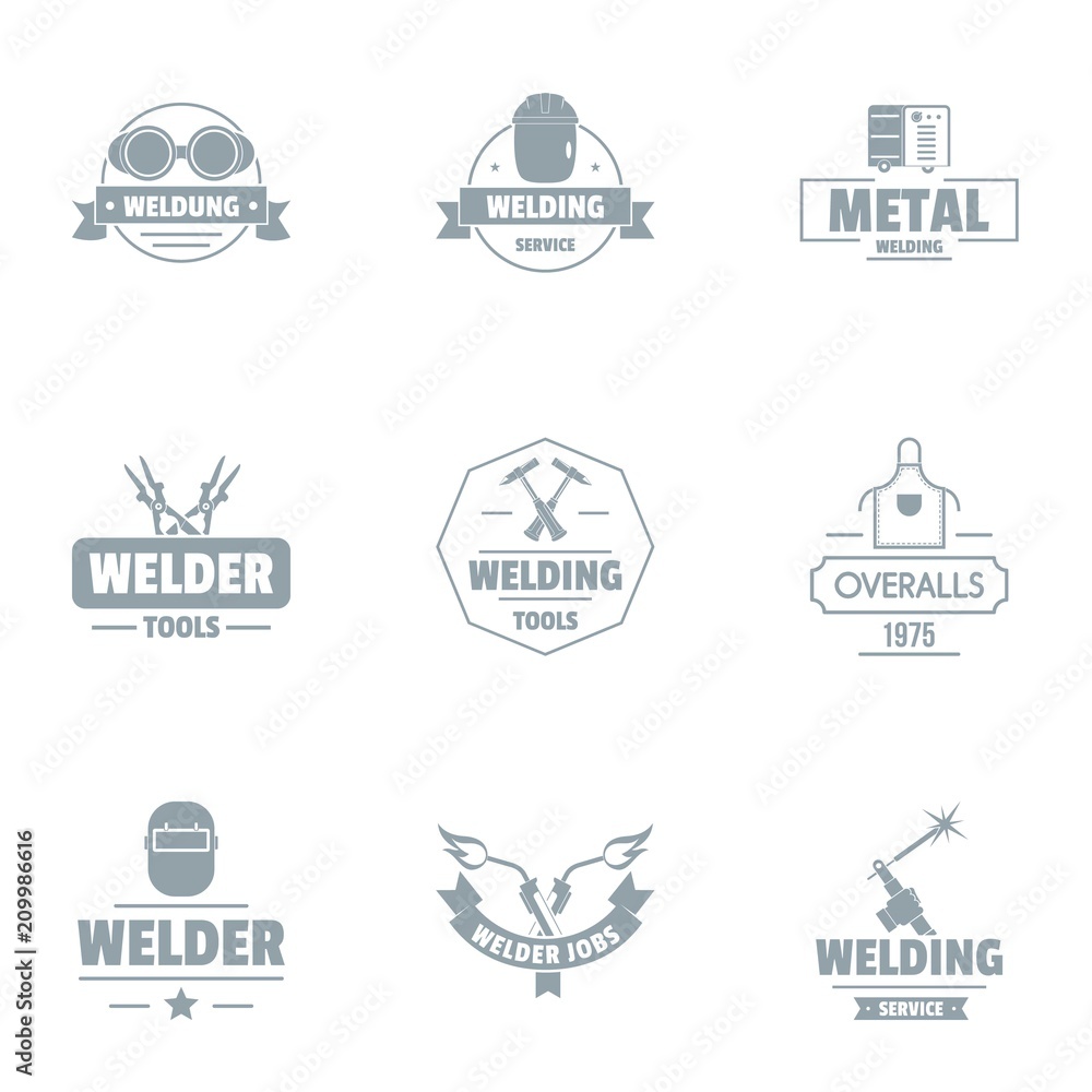 Metallically facility logo set. Simple set of 9 metallically facility vector logo for web isolated on white background