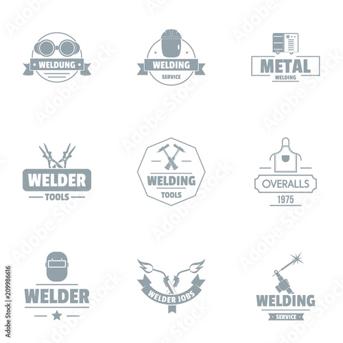 Metallically facility logo set. Simple set of 9 metallically facility vector logo for web isolated on white background photo