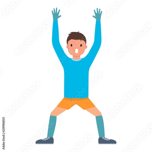Hands up goalkeeper icon. Flat illustration of hands up goalkeeper vector icon for web design