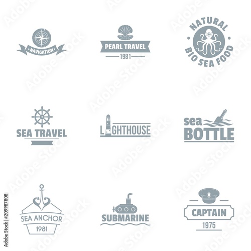 Submarine travel logo set. Simple set of 9 submarine travel vector logo for web isolated on white background