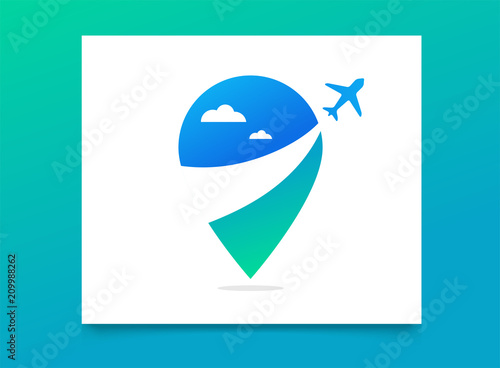 Travel agency, tourism app and trips logo, adventure tours, icon and element