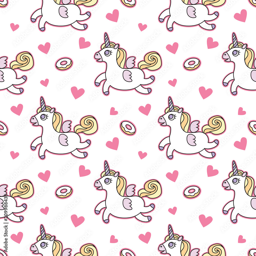 Fototapeta premium Unicorn seamless vector pattern