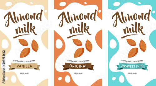 Almond milk illustration  design elements  package design