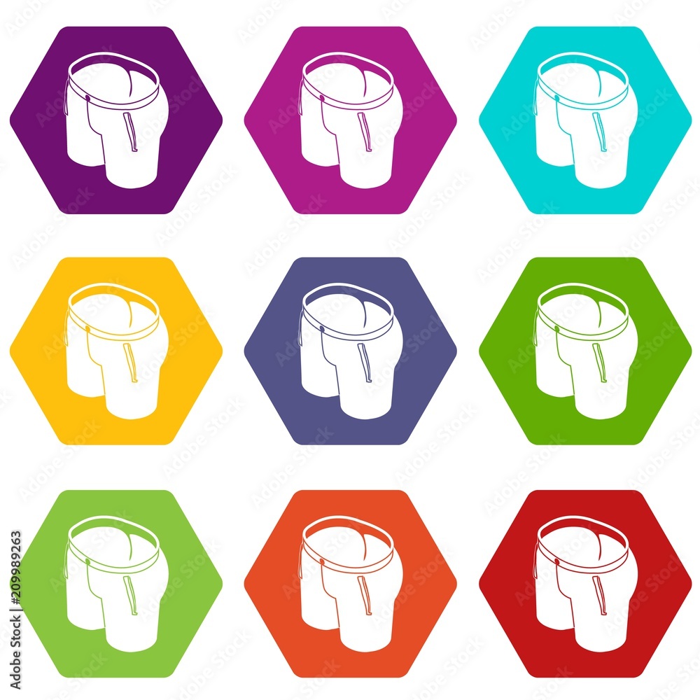 Classic shorts icons 9 set coloful isolated on white for web Classic shorts icons 9 set coloful isolated on white for web