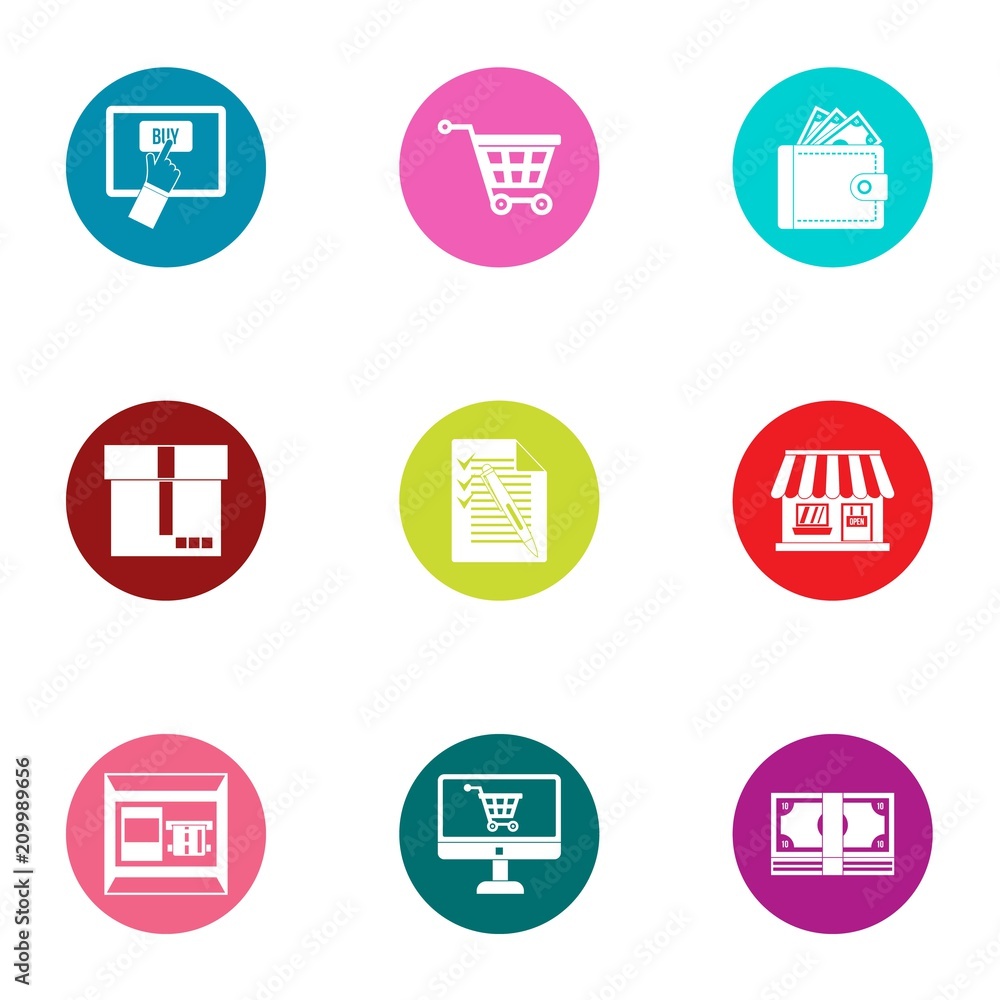 Shop business icons set. Flat set of 9 shop business vector icons for web isolated on white background Shop business icons set. Flat set of 9 shop business vector icons for web isolated on white background