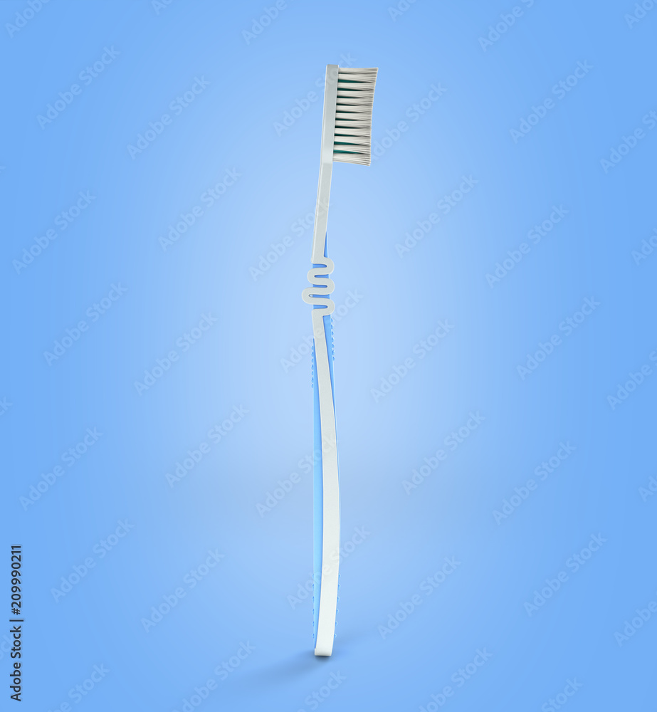 blue toothbrush close up 3d render on a blue background