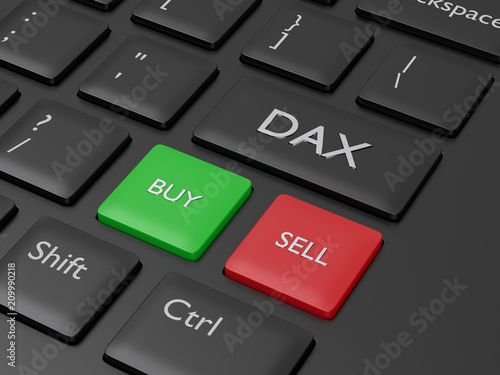 3d render of computer keyboard with DAX index button photo