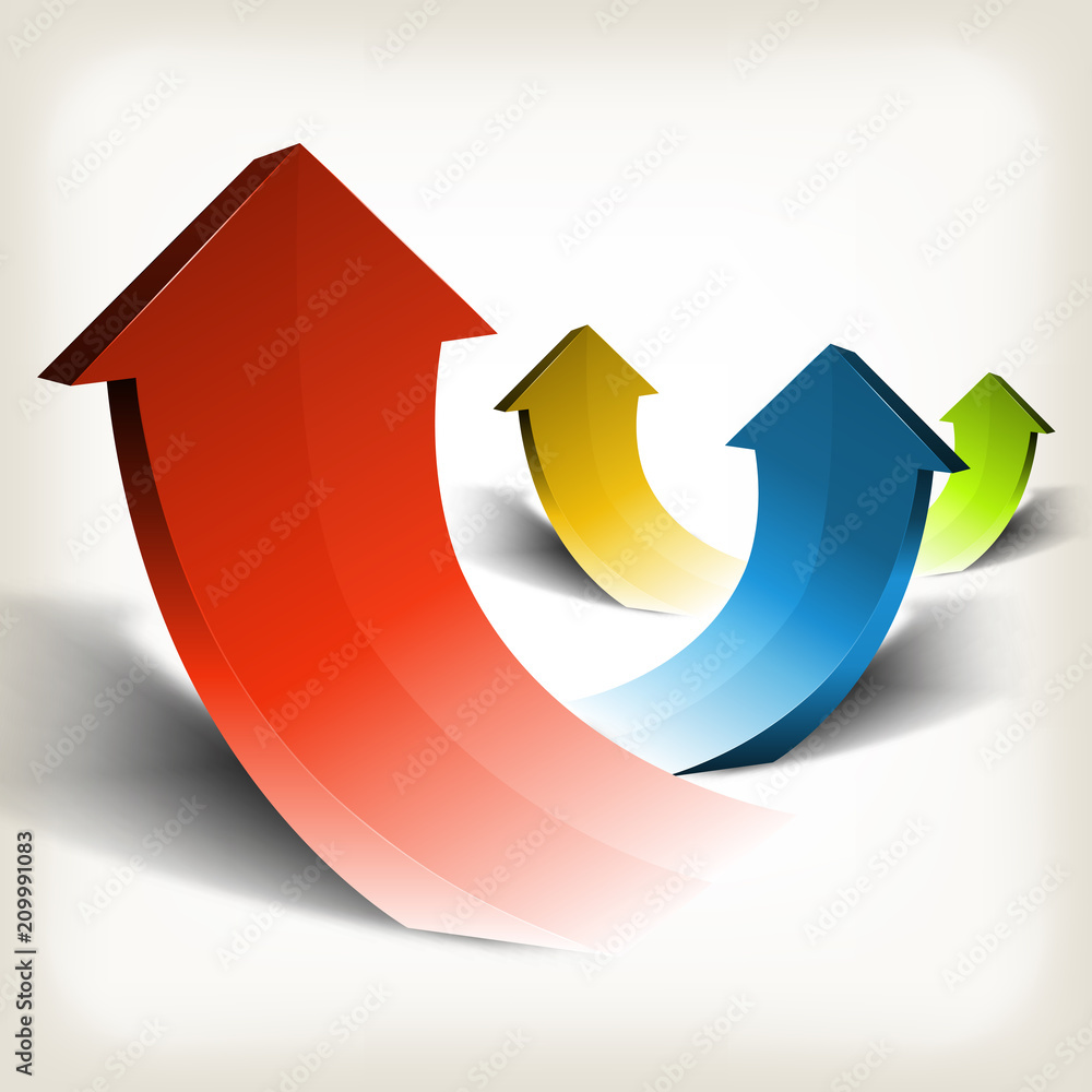 Business Success Arrows/
Illustration of an arrangement of infographics made of vintage rising arrows, for growth, wealth and success in business