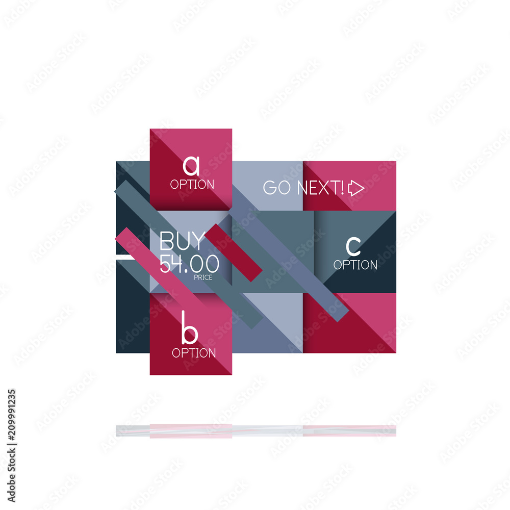 Square option infographic banner. Data and information visualization, geometric design Square option infographic banner. Data and information visualization, geometric design