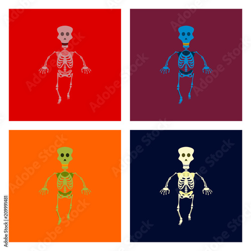 assembly flat illustration skeleton Halloween monster