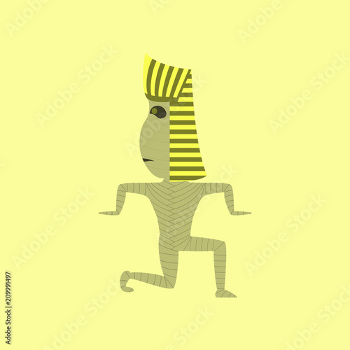 flat illustration on background of mummy halloween monster