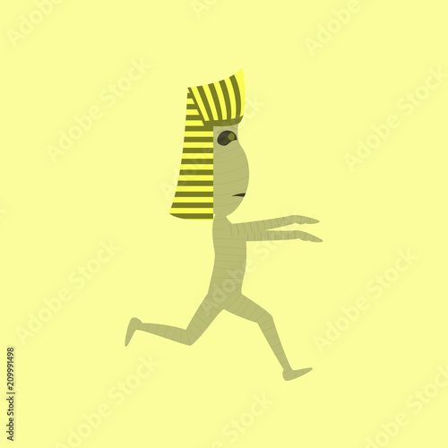 flat illustration on background of mummy halloween monster
