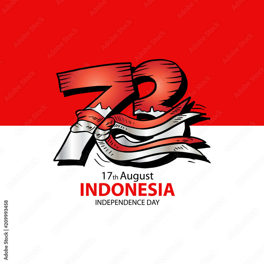 Fototapeta premium 73 Years Indonesian Independence day Concept. 17th August.