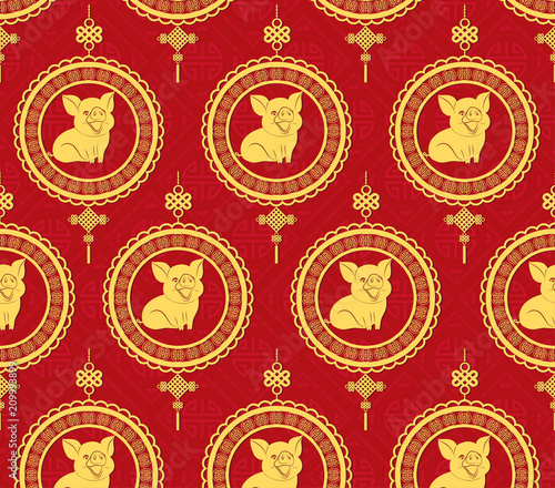 Chinese new year pattern background. Year of the pig