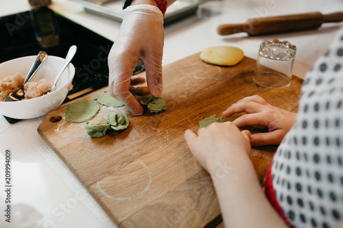 Master class on cooking, pasta, dumplings in a beautiful kitchen for children