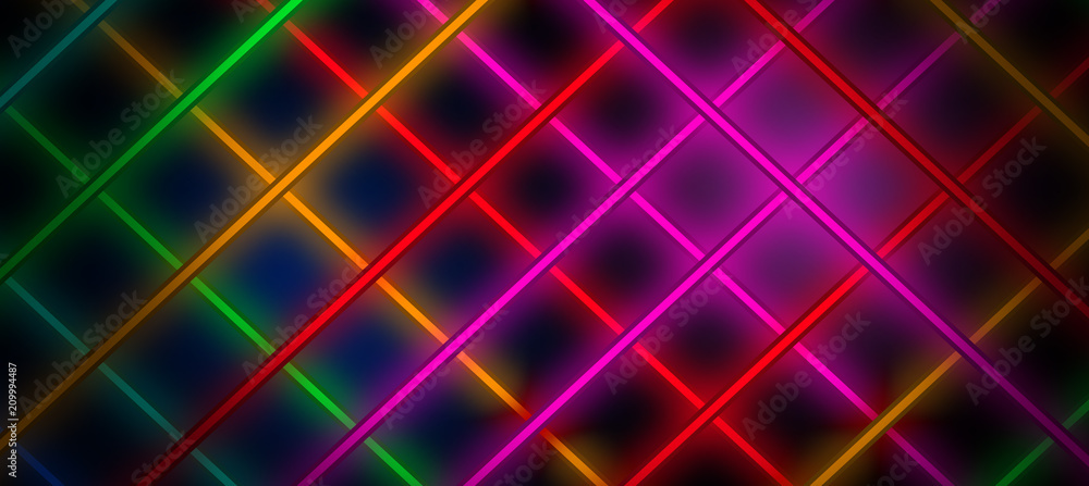 Neon background, cage of light rays Neon background, cage of light rays