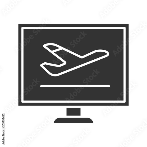 Airplane tickets online booking glyph icon