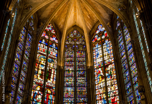 Stained Glass in La basilique Saint-Nazaire of the city Carcassonne in France