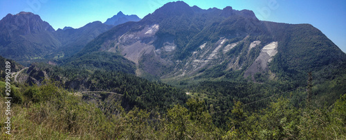 Panoramic view of Mount Toch, responsible for the landslide that caused the Vajont tragedy, in Italy.