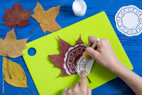 Hand-painted on dry autumn leaves