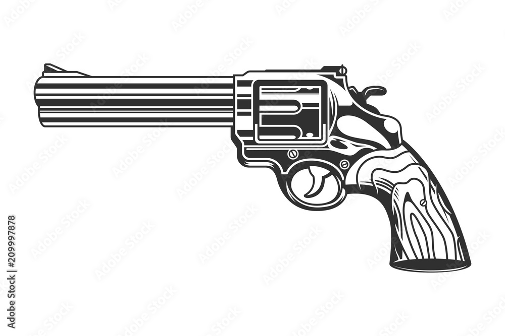Vintage revolver handgun template Stock Vector | Adobe Stock