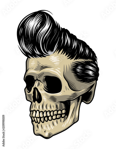Vintage colorful rock singer skull concept