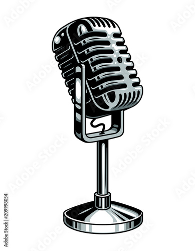 Vintage colorful music microphone template