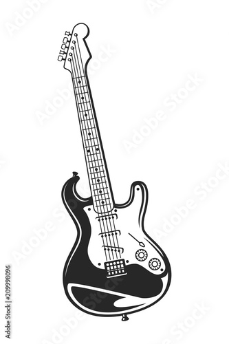 Vintage monochrome electric guitar concept