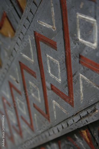 indonesia toraja traditional old house with detail engrave pattern