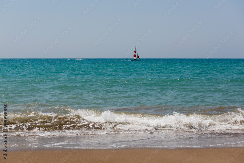 view of the sea, sailing yacht on the sea