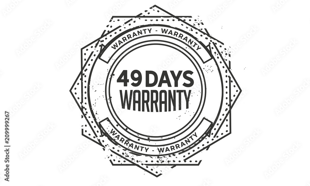 49 days warranty icon vintage rubber stamp guarantee