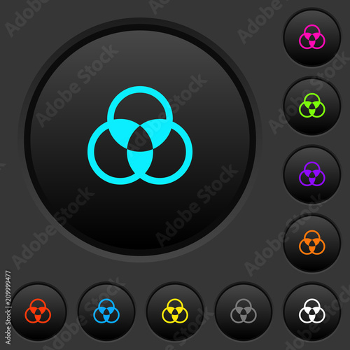 Color mixing dark push buttons with color icons