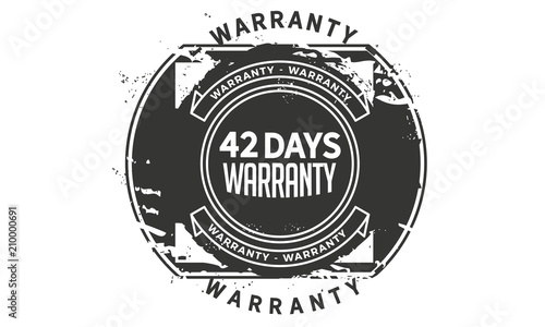 42 days warranty icon vintage rubber stamp guarantee