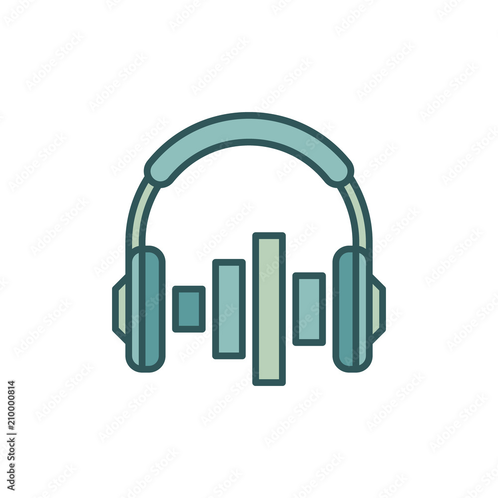 On-ear headphones with equalizer vector icon On-ear headphones with equalizer vector icon