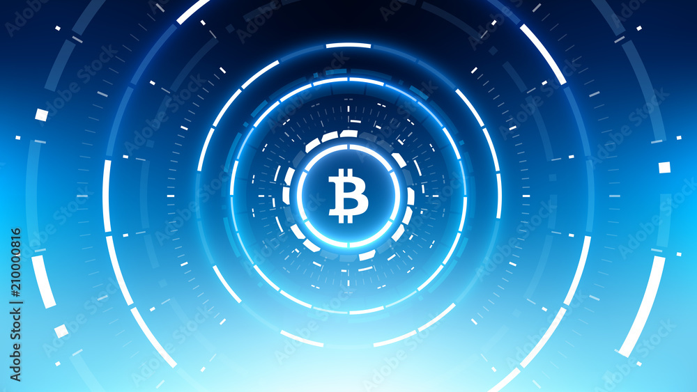 Bitcoin cryprocurrency futuristic vector illustration for background, HUD, graphical user interface, banner, business and finance infographics and more. Worldwide digital money blockchain system Bitcoin cryprocurrency futuristic vector illustration for background, HUD, graphical user interface, banner, business and finance infographics and more. Worldwide digital money blockchain system
