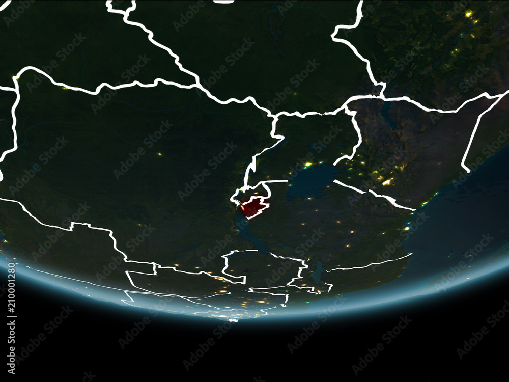 Burundi on Earth from space at night